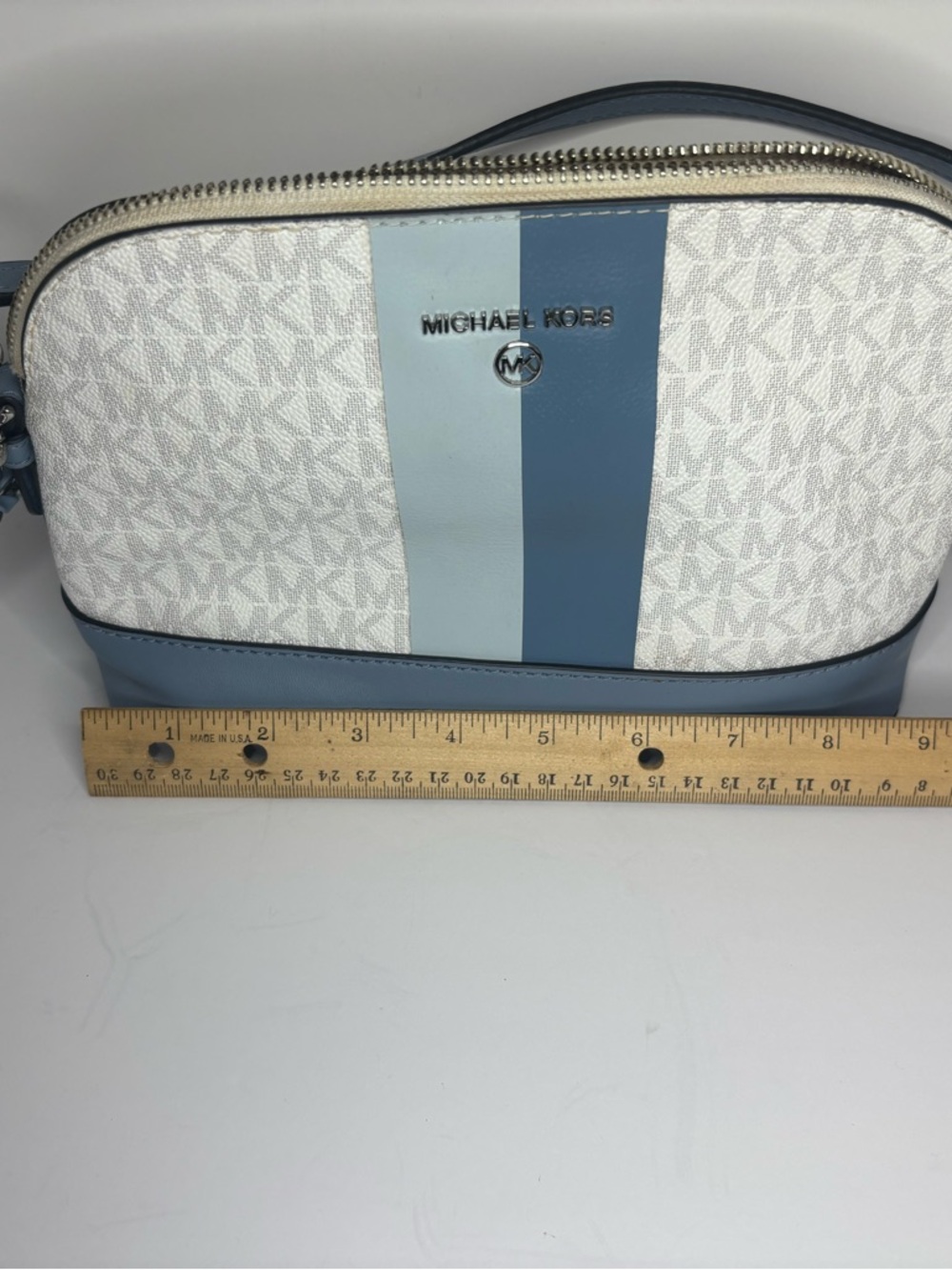 Michael Kors White and Blue Signature Crossbody